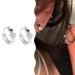 Boucles d'oreilles étalon 1pair Fashion Personality Zircon pentagram Simple Star Hoop Ear Backle For Women Girls Aesthetic Jewelry Cadeaux