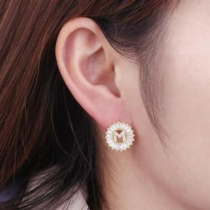 Stud-oorbellen 1Pair vrouwelijk A-Z 26 Eerste brief voor vrouwen Rose /Silver Color Round Geometric Zirkon Earring Sieraden Geschenken