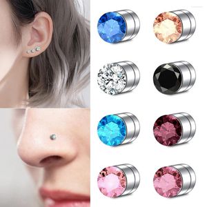 Stud -oorbellen 1Pair magnetische oorring neppiercing neuskristal punk clip zirkon magneet niet -sieraden 3/4/5 mm