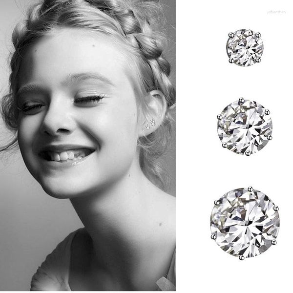 Boucles d'oreilles 1 Pair Small Studs Round Zircon en acier inoxydable Mélanges 2 mm 3 mm 4 mm Bijoux de mode anti-allergique pour les femmes Brinco