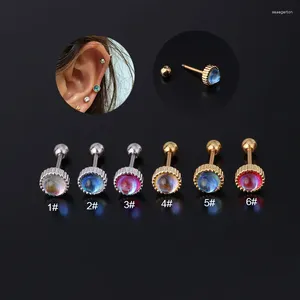 Boucles d'oreilles 1PC 20G en acier inoxydable rond Cartilage boucle d'oreille 0.8mm Barbell coloré cristal CZ pour les femmes vis Piercing bijoux