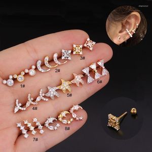 Boucles D'oreilles 1 PC 20G Étoile De Mer Bowknot CZ Cartilage Boucle D'oreille De Mode En Acier Inoxydable Tragus Conque Lobe Vis Retour Piercing Bijoux