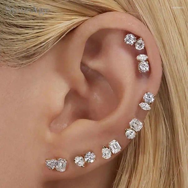 Boucles d'oreilles à clous en cristal pour femmes, 1 pièce, Piercing Cartilage Tragus Daith, Mini vis, bijoux empilables en acier inoxydable