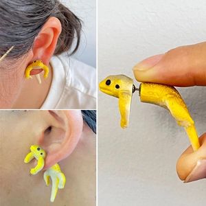 Pendientes de tuerca 1 pieza lindo divertido lagarto 3D creativo para hombres mujeres personalidad simulación Animal accesorios de fiesta