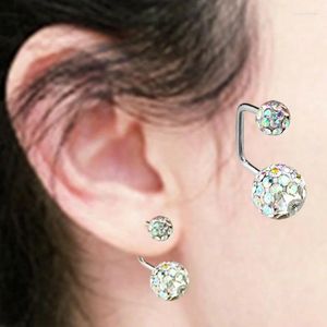 Boucles d'oreilles à clous pour femmes, 1 pièce, boules Disco Double, clous d'oreilles en acier cristal étoile Pendientes, bijoux antiallergiques pour femmes