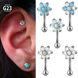 Stud Oorbellen 1 ST G23 TItanium 16G Cz Bloem Rook Piercing Opaal Wenkbrauw Ring Gebogen Barbell Lip Knus Daith bar Sieraden