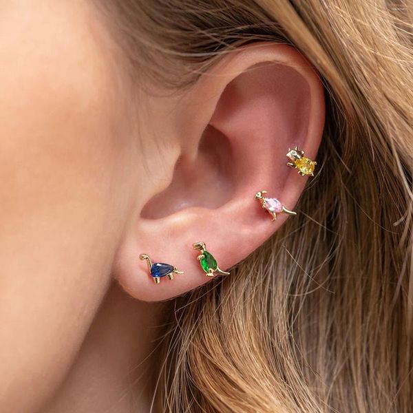 Pendientes de tuerca para mujer, Mini pendiente de Piercing de cartílago de Animal bonito, bola trasera de tornillo de circonita colorida, 1 ud.