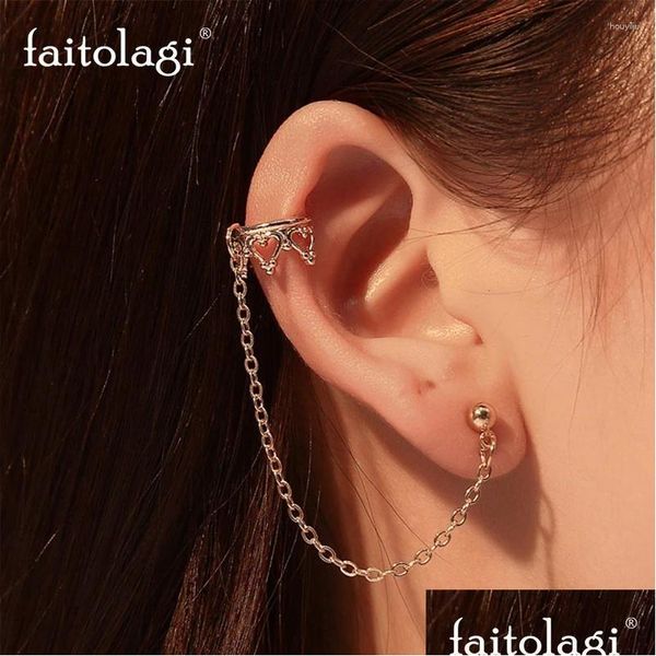 Boucles d'oreilles 1pc couronne creuse oreille manchette longue chaîne pour femmes étoile gland strass boucle d'oreille piercing clip bijoux cadeau livraison directe ot2so