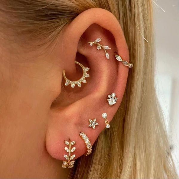 Pendientes de tuerca 1 pieza a juego delicado Piercing lóbulo de la oreja Daith para mujeres Rook Conch Tragus pendiente plana joyería Sexy de moda