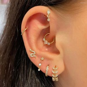 Stud -oorbellen 1 st piercing oor daith flat voor vrouwen Jewlery zirkon goud kleurster slang tragus septum accessoires