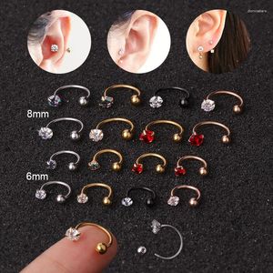 Pendientes de tuerca de acero inoxidable para mujer, aro de circonia cúbica de cristal a la moda, tachuelas para cartílago del trago, joyería para Piercing del lóbulo Daith, 1 ud.