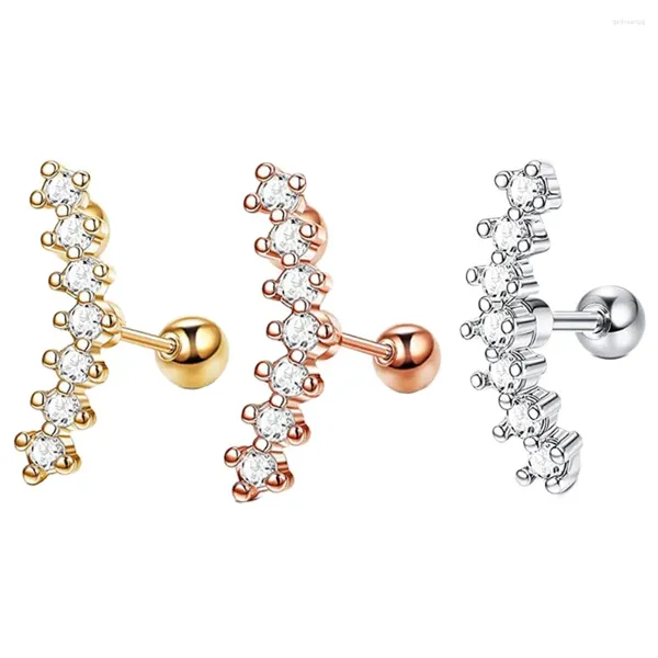 Pendientes de tuerca 1 pieza de acero inoxidable ajustados para mujer tendencia cristal cartílago oreja anillos Color plata Piercing joyería al por mayor