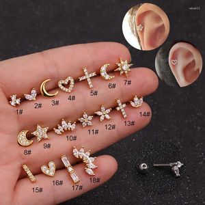 Boucles d'oreilles étalon 1pc en acier inoxydable zircon cuivre Placing Gold oreilles cartouches de boucle d'oreille corporel bijoux de piercing pour cadeau pour femmes