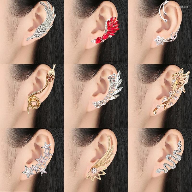 Stud Earrings 1Pcs Bohemian No Piercing Crystal Rhinestone Ear Cuff Wrap Clip Trendy Star Wings Butterfly Snake Jewelry