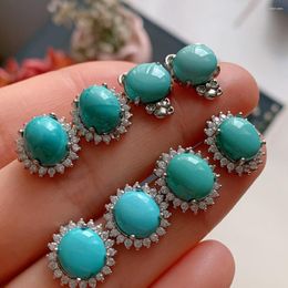 Boucles d'oreilles en argent Sterling 925 incrusté de Turquoise naturelle, 1 pièce/lot, vente en gros, Pendientes Mujer Souvenirs