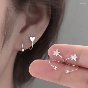 Boucles d'oreilles à tige 1 pièces en métal vis boule étoile coeur oreille os boucle rotation vague Mini pour les femmes mode bijoux