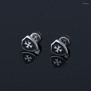 Stud Oorbellen 1PCS Punk Zwart Emaille Kruis Voor Mannen Vrouwen Rvs Schroef Piercing Paar Sieraden Party Geschenken E348