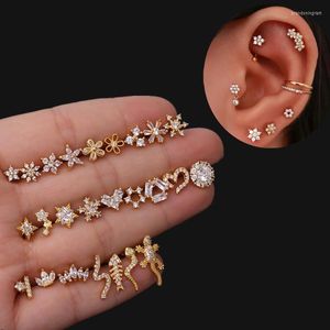 Stud -oorbellen 1 stks sneeuwvlok kraakbeen Piercing sieraden Bloem TRAGUS EARRING TINE LOBE BUDEN EAR