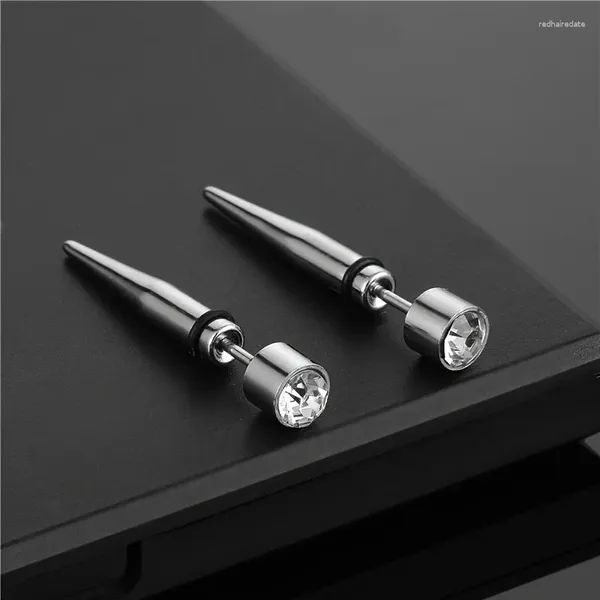 Pendientes de tuerca 1 Uds. Pendientes colgantes de acero inoxidable para mujer hombre moda Hiphop cristal circón aros Clips para las orejas joyería Piercing tendencia 2024