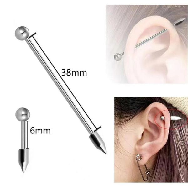 Pendientes de tuerca, 1 Uds., barra Industrial de acero inoxidable, Piercing largo en la oreja, cartílago del trago, joyería corporal Punk Unisex