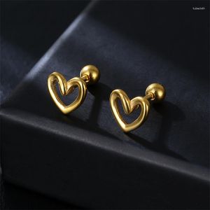 Boucles d'oreilles 1 pièces en acier inoxydable coeur d'amour pour femmes hommes gothique rue Hip Hop Punk bijoux E340