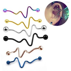 Boucles d'oreilles à tige 1 pièces en acier inoxydable torsion oreille Piercing haltères spirale nombril anneau nombril boucle d'oreille longue