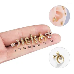 Boucles d'oreilles en acier inoxydable pour femmes, 1 pièce, 20G, Piercing, bijoux à la mode, manchettes d'oreille, petit couteau libellule en Zircon, 2024