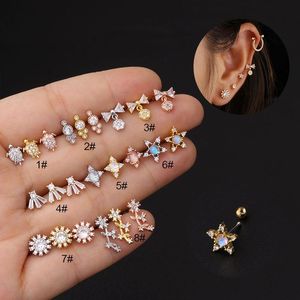 Stud -oorbellen 1 -stuk boogbloem voor vrouwen 2023 trend sieraden 20G roestvrij staal piercing schattige studs tieners oorschol