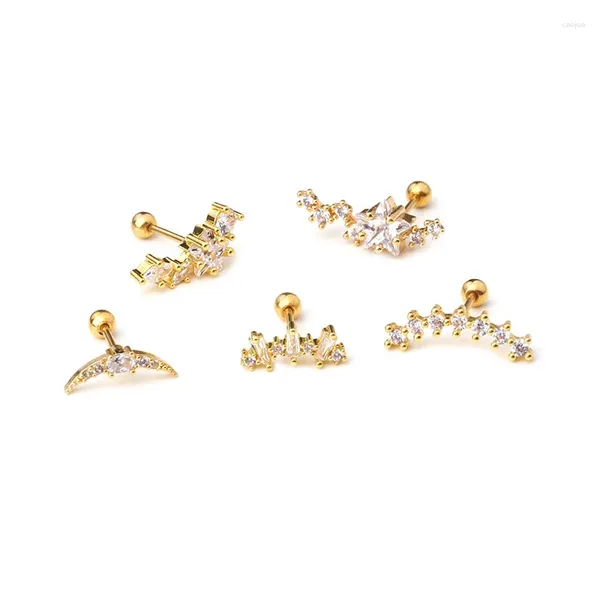 Pendientes de semental 1 PIEZA CZ CZ CARILAGO Rook Conch Tornillo de tornillo para una mujer Joyas de perforación de oreja de acero inoxidable