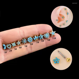 Stud Oorbellen 1 Stuk Mode Blauw Zirkoon Kraakbeen Tragus Piercing Oorbel Voor Vrouwen Sieraden Oor Manchetten Studs Tieners