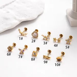 Stud Oorbellen 1 Stuk G23 Titanium Plug-in Duwstang Piercing Voor Vrouwen 1.2 8mm Platte Lip studs Zirkoon Kraakbeen