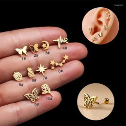 Boucles d'oreilles étalon 1 acier en acier inoxydable Gold Butted Butted Star Moon Ored Studs For Women 2024 Jewelry pour femmes de mode endormie sûre