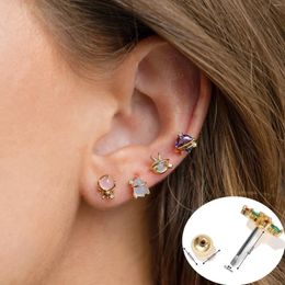 Boucles d'oreilles à clous en acier inoxydable, 1 pièce, fusée Alien astronaute, Piercing en Zircon coloré pour femmes, clous exquis, Cartilage