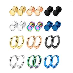 Stud Oorbellen 2-12Pairs 18/16G Hypoallergeen Roestvrij Staal Huggie Hoop Kraakbeen Sleeper Dot Fake Gauge Set voor Mannen Vrouwen