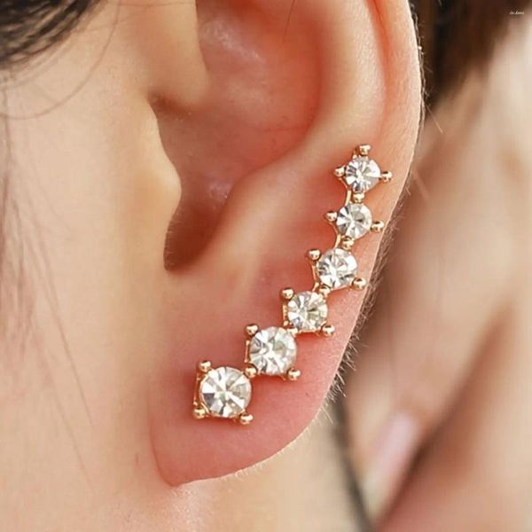 Boucles d'oreilles étalon 2 Gold Color Black White Gem 6 RHINESTONE CLIP DE FEMMES FAMILITÉ FACHIE SIMPLE Student Girl Party All-M