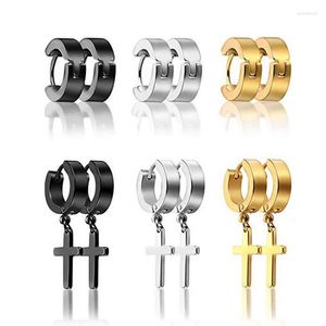 Stud -oorbellen 2 paren 316L titanium staal Cross Ear Clip Fashion Piercing manchet roestvrijstalen studs set