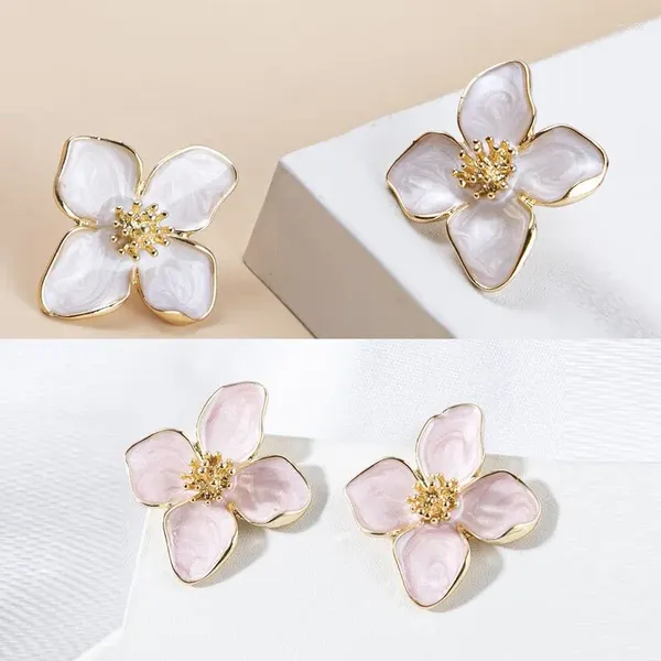 Boucles d'oreilles étalon 2 paires de fleurs ensembles fleurs blanches roses Femmes boucles d'oreille post printemps été filles tendances bijoux mignons