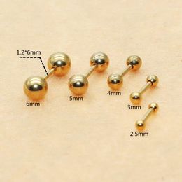 Boucles d'oreilles à tige en acier inoxydable pour hommes, 2 pièces, Double vis, petite boule ronde dorée, Style bref, placage IP, ne se décolore pas, sans allergie