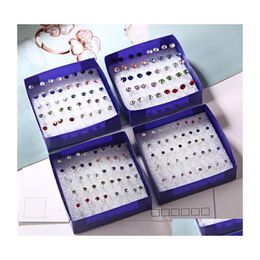 Stud -oorbellen 20 paar/set dames meisje strass kristal oor gemengde stijlen ronde kleine sets feest sieraden cadeau 2 3 4 5 mm drop levering dhpwq