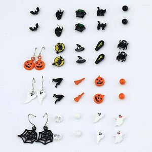 Stud -oorbellen 20 paren Fashion Halloween Pumpkin Lantern Dark Girl Alloy Animal Sieraden Geschenken