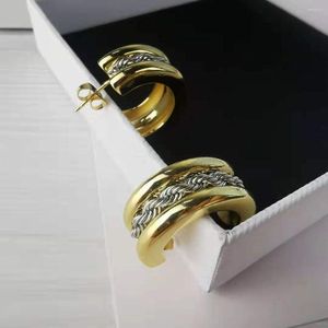 Stud -oorbellen 2022 Brand Franse modestijl C Type met zilveren draai touw oorbellen oorbuien voor vrouwen messing vergulde 18k goud