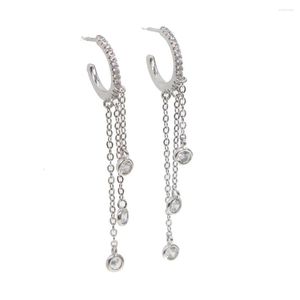 Stud -oorbellen 2022 Elegantie Bridal Gift Sieraden Tassel Chain CZ Earring 925 Sterling Silver High Quality Fashion Trendy Ear Drop