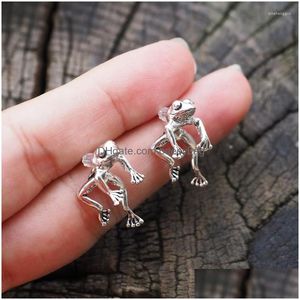 Pendientes de tuerca 2022 moda mujer gótico divertido Rana para niñas Animal gótico Punk Piercing mujer joyería coreana Brincos Drop Delive Dhn