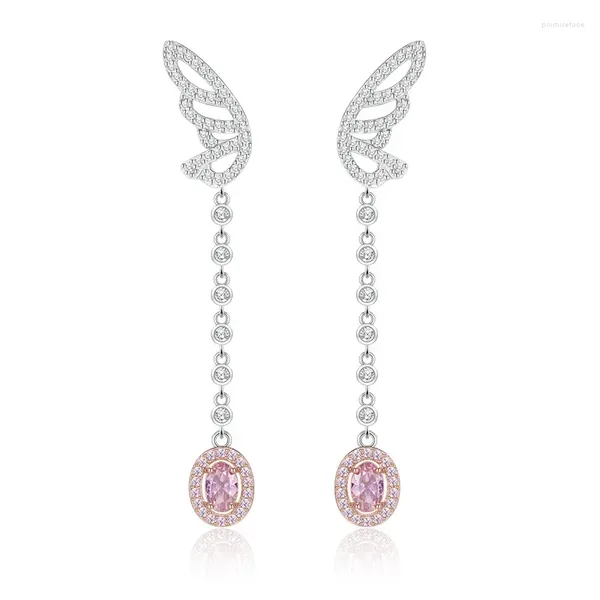 Boucles d'oreilles à tige en argent 2023 925, Style Ins européen et américain, diamant rose de 4 à 6mm, pleine femelle