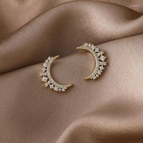 Boucles d'oreilles à tige 2023 arrivée cristal coréen à la mode lune élégant Simple croissant pour les femmes bijoux en métal Oorbellen cadeau