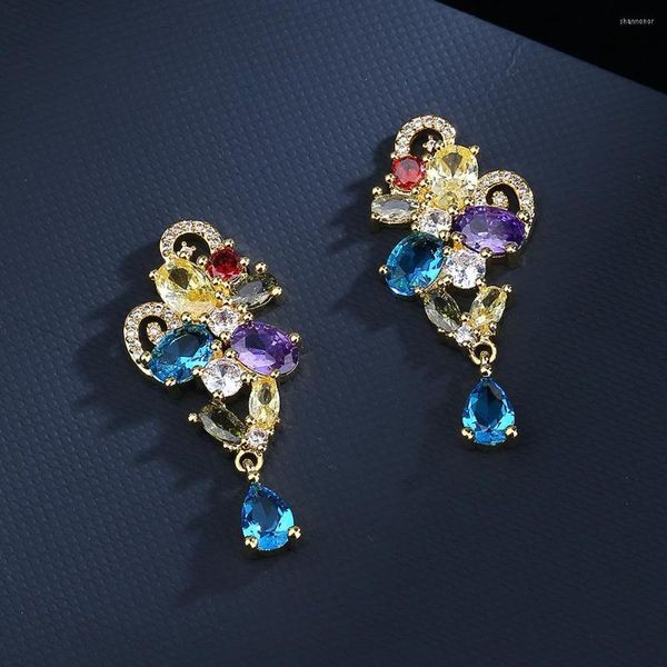 Boucles d'oreilles 2023 arrivée Vintage noir rose cristal croix goutte pour les femmes Baroque bohème grand Long fiançailles cadeau bijoux