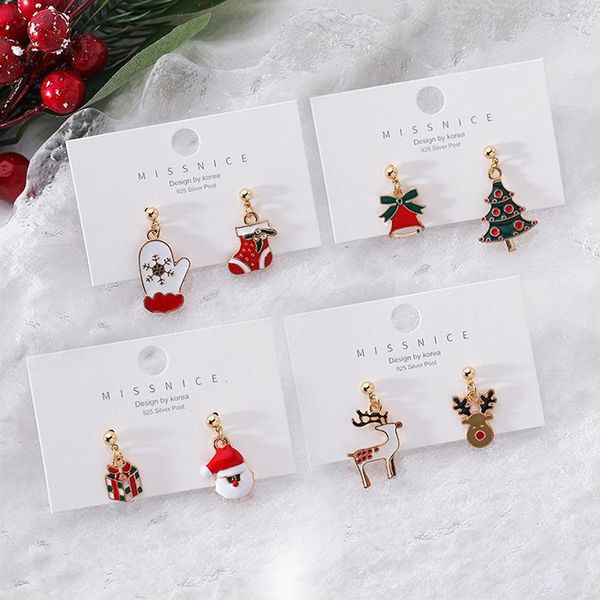 Boucles d'oreilles à clous pour femmes et filles, bijoux mignons, petit bonhomme de neige, arbre, flocon de neige, père noël, élan, cadeau, 2023