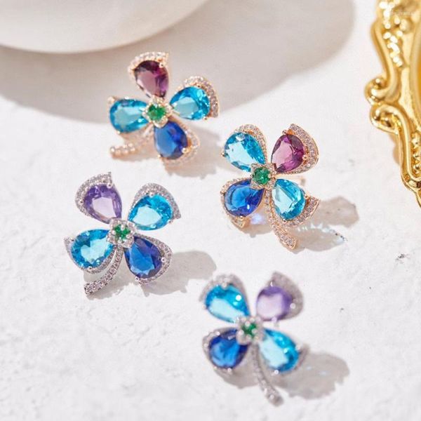 Pendientes de tuerca para mujer, bonito molino de viento de cristal colorido, joyería de moda de diseñador, bisutería elegante de alta calidad 2023