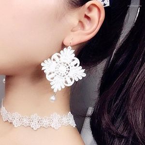 Boucles d'oreilles 2023 ethnique bohême carré rétro chinois noeud dentelle pour femme mode simulé perle bijoux en gros