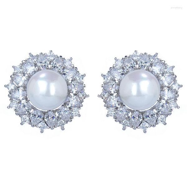 Boucles d'oreilles 2023 mode fleurs forme CZ bijoux perle Vintage ronde innovante pour les femmes GLE4858Y